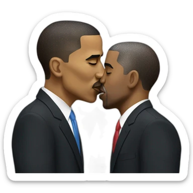 Obama kissing Kanye west sticker