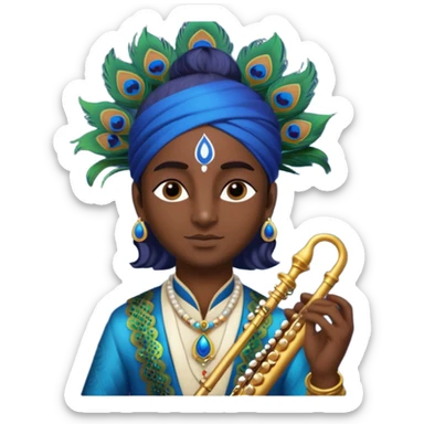 Krishna wearing feather and flute sticker