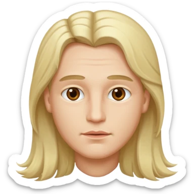 Feminine guy with gray eyes and plump lips. Long blond hair  sticker