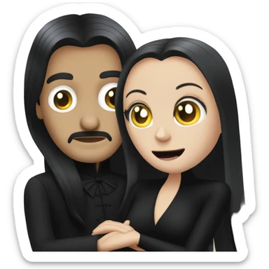 Morticia and Gómez Addams hugging sticker