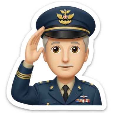 Charles de Gaulle emoji saluting, wearing military uniform and kepi hat sticker
