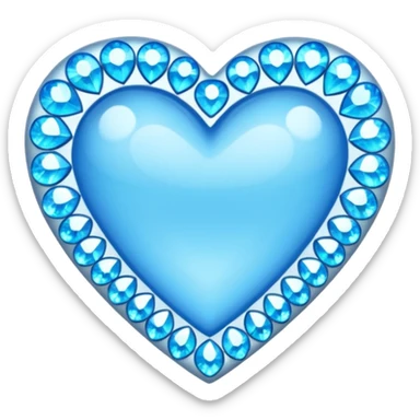 baby blue rhinestone heart sticker