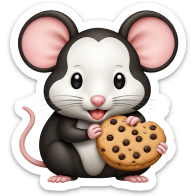 black mouse eating cookie sticker