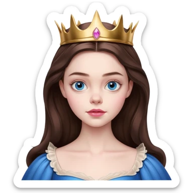 Elle fanning as princess Aurora in Maleficent but with chocolate brown hair and blue eyes, slightly bigger pink lips. and looking 25 years old sticker