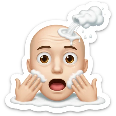 smiley throws up, rolling his eyes upward, white foam pours from his mouth sticker