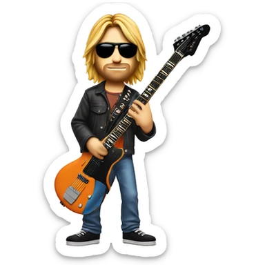 Kurt Cobain is holding an electric guitar, which is a headshot, but it would be nice to have an electric guitar, which is Fanta branded sticker