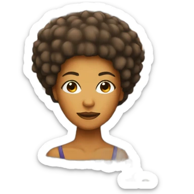 a mixed-color woman with an orange afro sticker