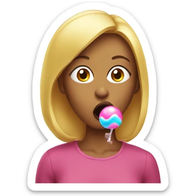 woman blowing a bubblegum bubble sticker