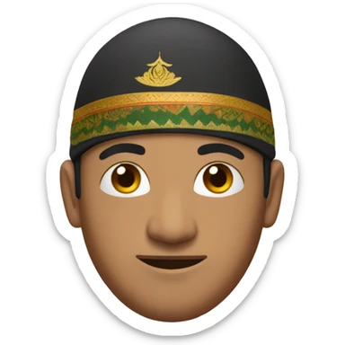 Nepal asian man wth a Dhaka topi  sticker