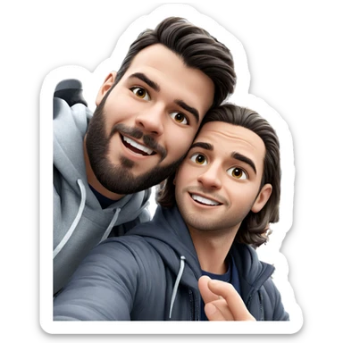 boys enjoying outdoor selfie sticker