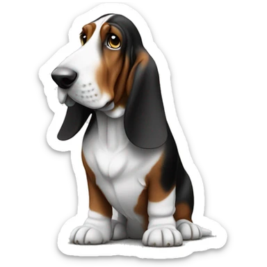 a basset hound black and white sticker