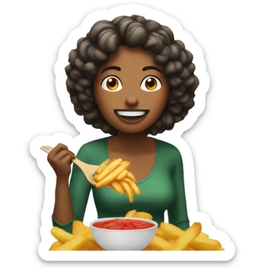 Mujer comiendo papitas fritas sticker