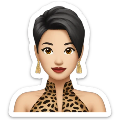 thai female singer in leopard costume short hairstyle sticker