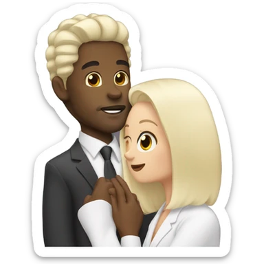 Black man with hair kiss white blonde woman  sticker
