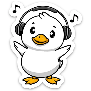 duck dancing to dubstep with headphones sticker