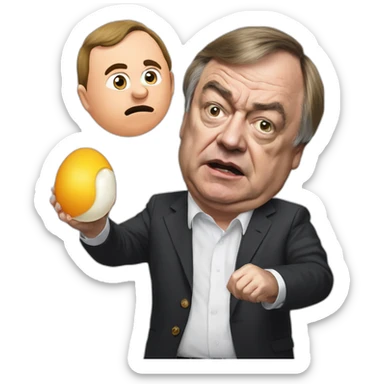 John Prescott with egg on his shirt, punching a man sticker