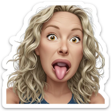 blonde girl sticking out tongue sticker