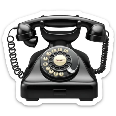black telephone, classic rotary dial phone sticker
