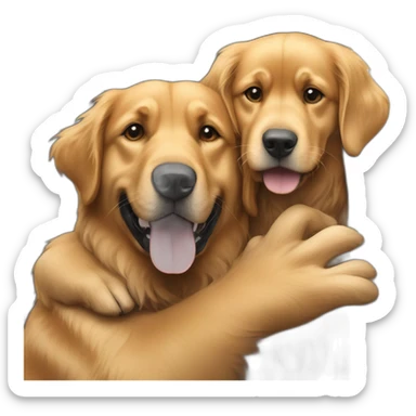 Golden retriever hugging rottweiller in a moving truck sticker
