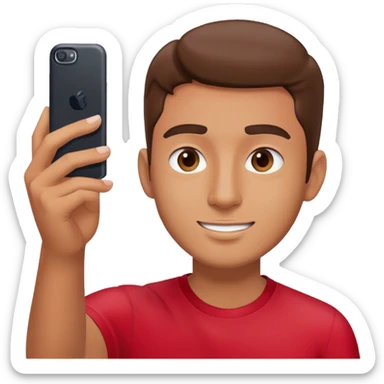 male portrait with red shirt taking a selfie  sticker