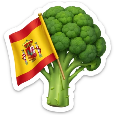 Broccoli holding spanish flag sticker