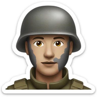 latvian soldier with charcoal on his face sticker