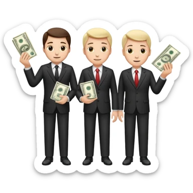 Two men in suits handing over money sticker