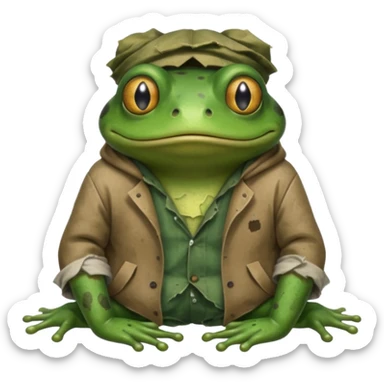 homeless poor frog sticker