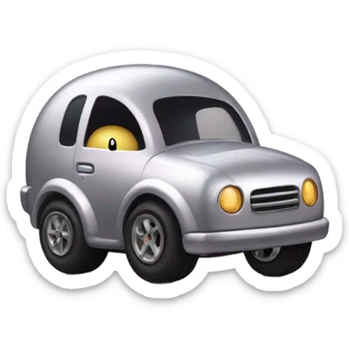 Metal cute black eyes Kirby ball driving on 4 car wheels sticker