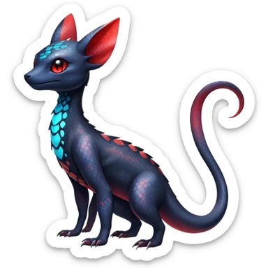 Ethereal Pastel Nebulae Exotic Salandit-Umbreon-Fakémon-hybrid-creature (full body)  sticker