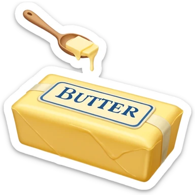 Create an image with butter and text that says butter  sticker