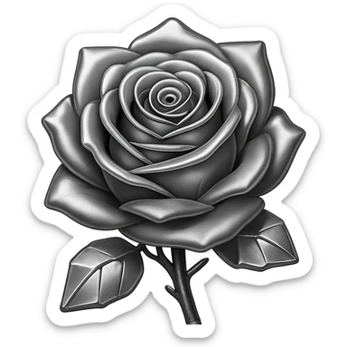 Make the rose made of ice metallic in a style that resembles emoji style, with no background. sticker
