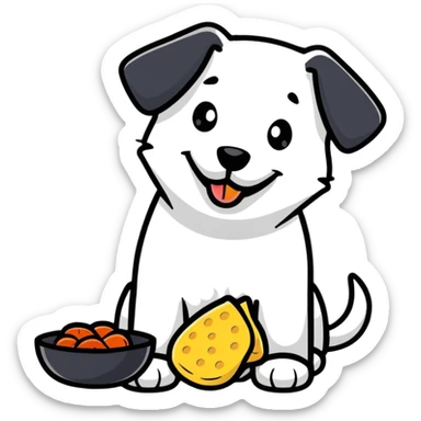 Top dog eating lunch sticker