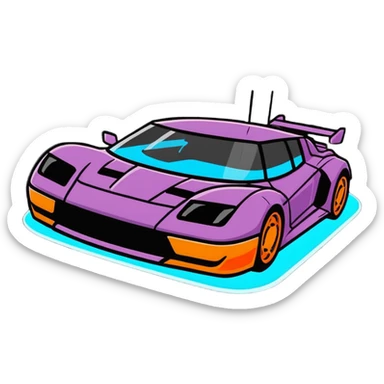 hover car floating above the ground with glowing anti-gravity technology sticker