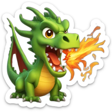 Angry dragon spiting fire sticker