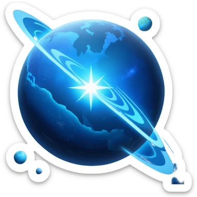 The image is a sci-fi poster with glowing blue text that reads “STAR BLAST.” A bright blue planet or star glows at the bottom, giving the design a futuristic, space-themed look. dont foget the text  sticker