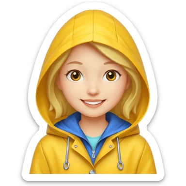 Girl in a yellow rain coat sticker