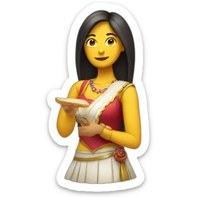 chica con abanico en la mano sticker