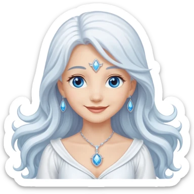 Good Witch of the North from The Wizard of Oz with light skin, blue eyes, long white hair, white outfit sticker