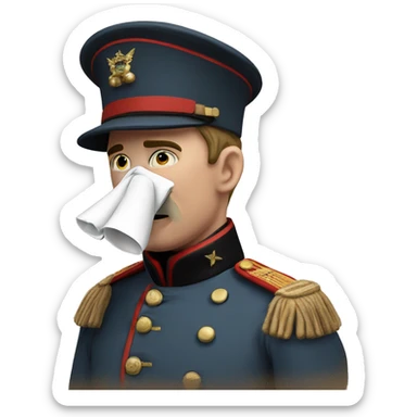 British soldier in the Crimean War blows his nose sticker