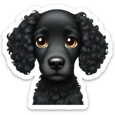 Black curly haired puppy with long floppy ears  sticker