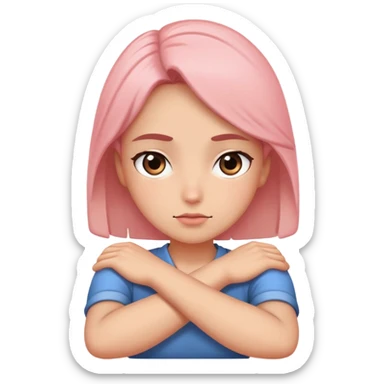 Blushing, eyes rolling, crossed arms sticker