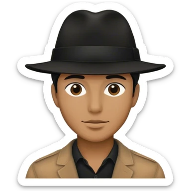 The hat man black silhouette  sticker