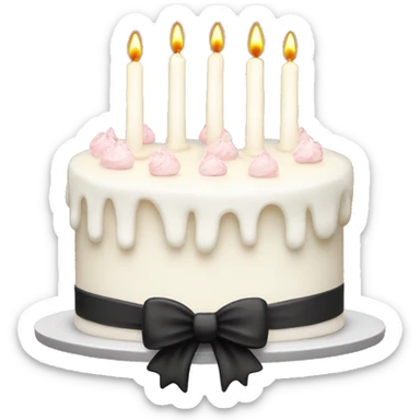 cute white cake with black bows and candles sticker