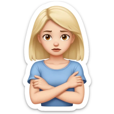 arms crossed holding neck mad girl sticker