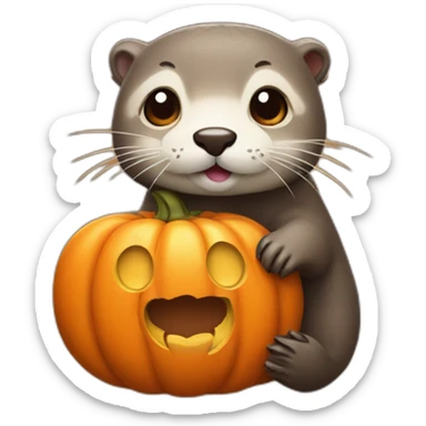 Cute Otter pumpkin sticker