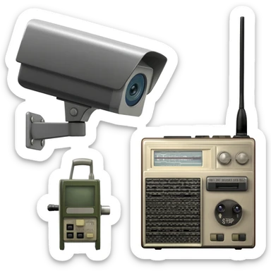surveillance gear, Stasi, German secret police gadgets, old, radio etc sticker
