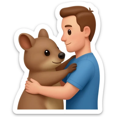 Man and quokka hugging sticker