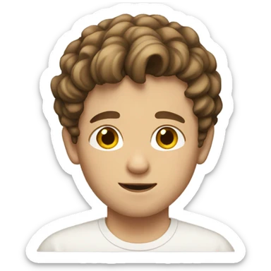 white boy with short brown wavy hair  sticker