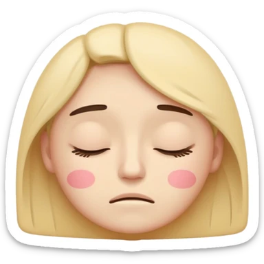 minimal flat emoji of a fatigued face,
half-closed eyes,
slightly uneven eyelids,
low-energy expression,
cool pastel muted tones,
modern mental health app style,
transparent background,
vector illustration sticker